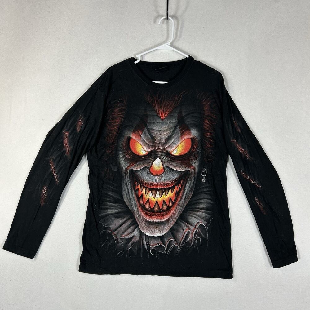 Spiral Direct Graphic Shirt Men’s Large Double Sided Clown Flame Biker Tee Y2K